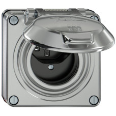 UP-Steckdose ELEMENT SNAPFIX 1xTyp 23 16A 250V mit Klappdeckel IP55 aluminium