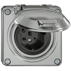 UP-Steckdose ELEMENT SNAPFIX 1xTyp 25 16A 440V mit Klappdeckel IP20 aluminium