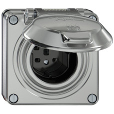 UP-Steckdose ELEMENT SNAPFIX 1xTyp 25 16A 440V mit Klappdeckel IP55 alu