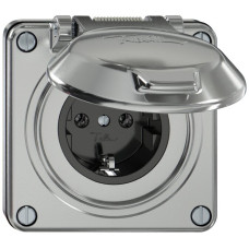 UP-Steckdose ELEMENT SNAPFIX SCHUKO 16A 250V mit Klappdeckel IP44 Aluminium