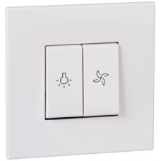 UP-Wippschalter für Licht/Ventilation Arteo 3+3/1L 10A weiss,92x92