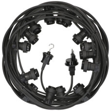 Illuminations-Girlande MH 16.5m mit 15 Fassungen E27 IP55 schwarz