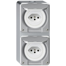 AP-Kombination Hager robusto I-I vertikal Typ 13+Typ 13 aluminium AP-Kombination Hager robusto I-I vertikal Typ 13+Typ 13 aluminium