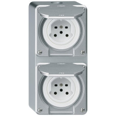 AP-Kombination Hager robusto I-I vertikal Typ 15+Typ 15 aluminium