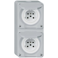 AP-Kombination Hager robusto I-I vertikal Typ 15+Typ 15 grau