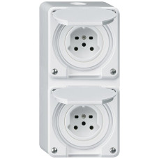 AP-Kombination Hager robusto I-I vertikal Typ 15+Typ 15 weiss