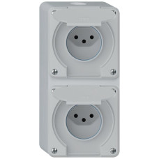 AP-Kombination robusto 2x1 2xSteckdose T13 IP55 grau