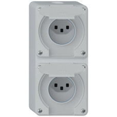 AP-Kombination robusto 2x1 2xSteckdose T23 IP55 grau