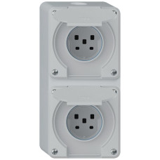 AP-Kombination robusto 2x1 2xSteckdose T25 IP55 grau