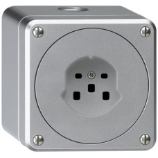 AP-Steckdose HA robusto Typ 25 mit Steckklemmen aluminium