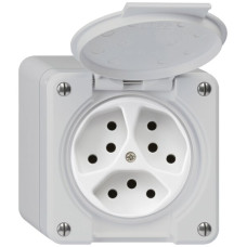 AP-Steckdose robusto 3xTyp 13 grau AP-Steckdose robusto 3xTyp 13 grau