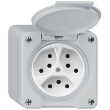 AP-Steckdose robusto 3xTyp 13/1 grau AP-Steckdose robusto 3xTyp 13/1 grau