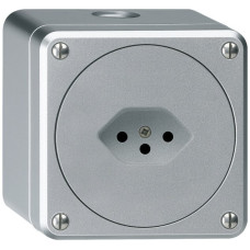AP-Steckdose robusto Typ 13 aluminium ohne Klappdeckel