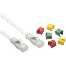 Patchkabel RJ45 Ceconet Slim Kat.6A U/UTP flach kodierbar weiss 1m