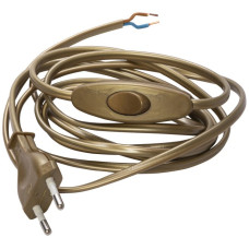 Anschlusskabel ELBRO PVC 2.5A 230V 2x0.75mm² Stecker T11 Schnurschalter 2m gold