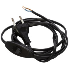 Anschlusskabel ELBRO PVC 2.5A 230V 2x0.75mm² Stecker T11 Schnurschalter 2m schwarz