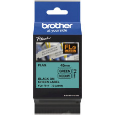 Schriftbandkassette Brother FLE-7511 45×21mmx72 Stück grün-schwarz