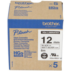 Schriftbandkassette Brother HGe 12mmx8m schwarz-silber metallic