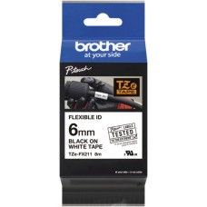 Schriftbandkassette Brother TZe-FX211 Flex 6mmx8m weiss-schwarz