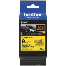Schriftbandkassette Brother TZe-FX621 Flex 9mmx8m gelb-schwarz