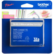 Schriftbandkassette Brother TZe-MQL35 12mmx5m weiss-hellgrau