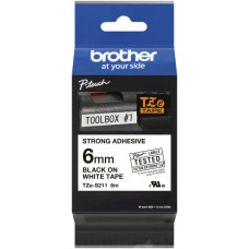 Schriftbandkassette Brother TZe-S211 6mmx8m weiss-schwarz