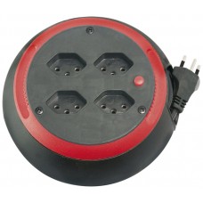 Kabelrolle Design Ø180mm 4xTyp 13 schwarz/rot 4m H05VV-F 3x1mm² schwarz