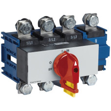 EB-Lasttrennschalter für DIN 4P 125A Front: 0-1, grau 112x45mm Sperrvorrichtung rot/gelb