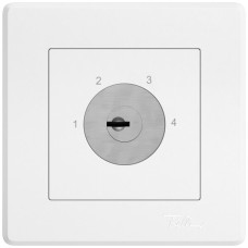 UP-Schlüsselschalter EDIZIO.liv mit KABA 1262KA/5000 getrennten Kontakten 2P 1-2-3-4 T=96mm weiss