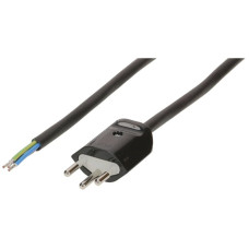 Apparatekabel Max Hauri Td 3x1mm² 3m schwarz Stecker T12 - 1 Stück