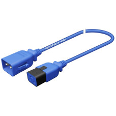 Apparatekabel Stecker C20 Buchse C19 verriegelt 3x1.5mm² 250VAC/16A blau 1m