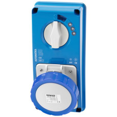 AP-Steckdose CEE Gewiss IB 4P 32A 200-250V blau 9h mechanische Verriegelung Automat IP67
