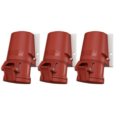 AP-Steckdose-Set CEE Mennekes 3LNPE 32A rot 3 Stück