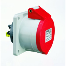 EB-Steckdose CEE Bals 5P 32A 400V 6h rot IP44 vernickelt QC ger.
