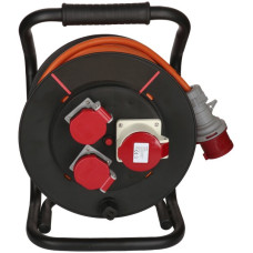 Kabelrolle MAX HAURI Kunststoff 400V 16A 2xT25+1xCEE16 30m 5x1.5mm² IP44 schwarz