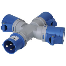 Kreuzverteiler MH 1xStecker CEE 16A 3xKupplung CEE 16A blau 230V IP44