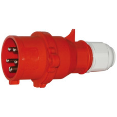 Stecker CEE Bals 5P 32A 400V 6h rot IP44 vernickelt QC.abschlies.