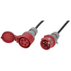 Verlängerung MH CEE 16A/CEE 16A rot 400V H07RN-F5G1.5mm² GDV 5m IP44 schwarz