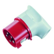 Winkelstecker CEE 32A 5P 6h 400V rot mit Kabelknickschutz