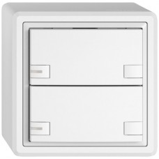AP-Universaltaster EDIZIO.liv UNI SNAPFIX 12-48V mit LED blau 2x 2-Tastenbedienung weiss