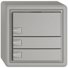AP-Universaltaster EDIZIO.liv UNI SNAPFIX 12-48V m.LED blau 3x 1-Tastenbedienung hellgrau