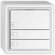 AP-Universaltaster EDIZIO.liv UNI SNAPFIX 12-48V mit LED blau 3x 1-Tastenbedienung weiss