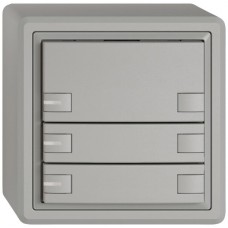 AP-Universaltaster EDIZIO.liv UNI SNAPFIX 12-48V m.LED blau 3x 2-Tastenbedienung hellgrau GX