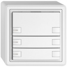 AP-Universaltaster EDIZIO.liv UNI SNAPFIX 12-48V m.LED blau 3x 2-Tastenbedienung weiss GX