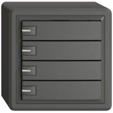 AP-Universaltaster EDIZIO.liv UNI SNAPFIX 12-48V mit LED blau 4× 1-Tastenbedienung dunkelgrau