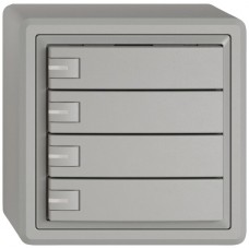 AP-Universaltaster EDIZIO.liv UNI SNAPFIX 12-48V mit LED blau 4x 1-Tastenbedienung hellgrau