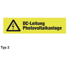 Etikette Plica EET UV SO Typ 2 "DC-Leitung Photovoltaikanlage" 25x90mm gelb - 10 Stück
