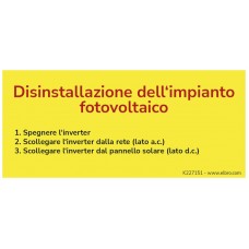 Warnaufkleber ELBRO Disinstallazione dell'impianto fotovoltaico 90x40mm gelb K