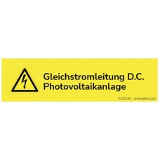 Warnaufkleber ELBRO Gleichstromleitung Photovoltaikanlage 90x25mm gelb