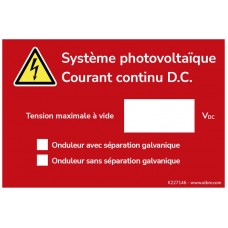 Warnaufkleber ELBRO Système photovoltaïque Courant continu 90x60mm rot